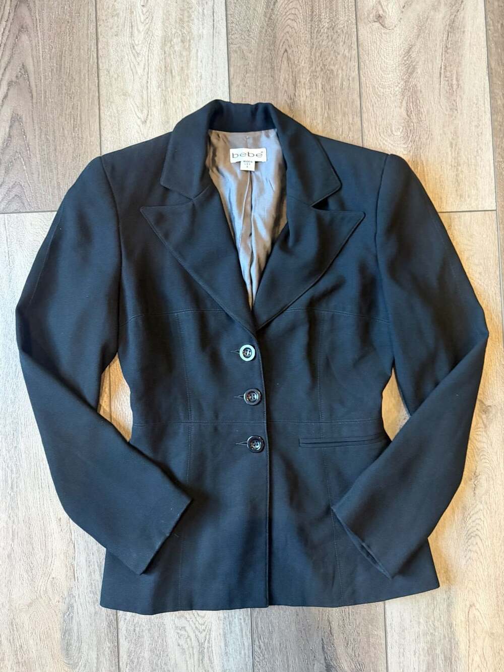 Bebe Y2K Black Tailored Blazer Jacket Size 4 Made In USA